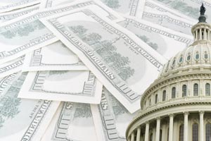 United States Capitol with Hundred Dollar bills