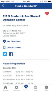 Goodwill Mobile App Locator Details