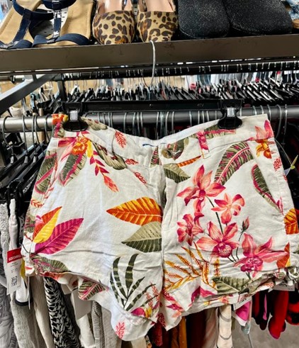 White shorts with pink and orange flowers