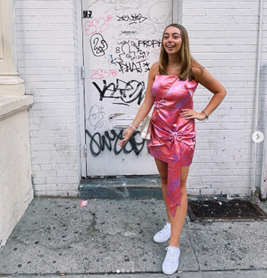 Women in a pink dress