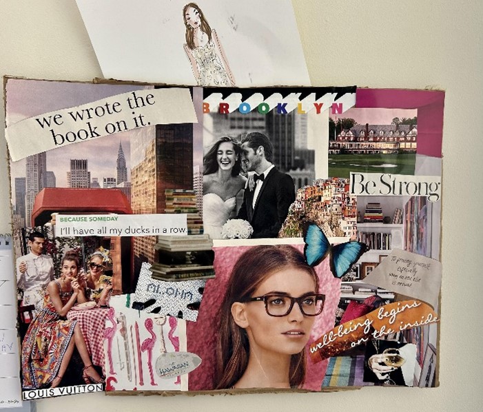 A mood board with different images