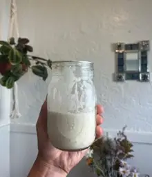 A Mason Jar filled with milk