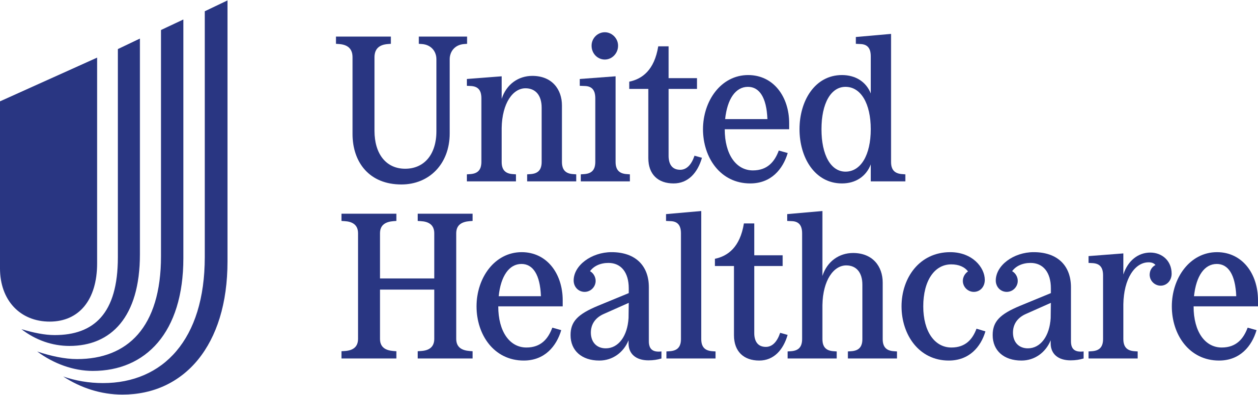 Logo for UnitedHealthcare featuring a blue curved emblem on the left and the UnitedHealthcare wordmark.