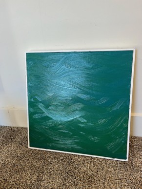 A canva paint of a green ocean