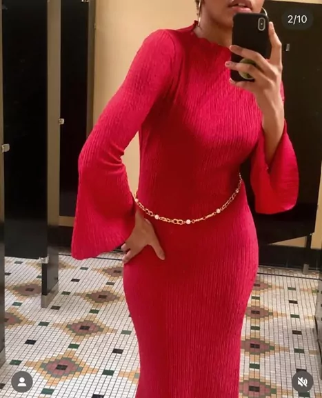 Vday Pink Dress and Gold Belt