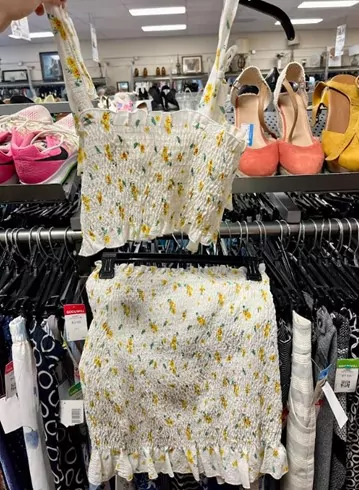 White top and skirt set with yellow flowers